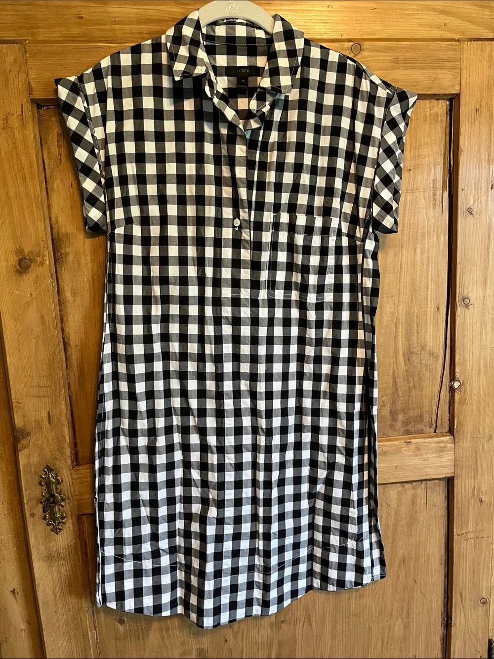 J. Crew Black & White Gingham Mini Shirt Dress